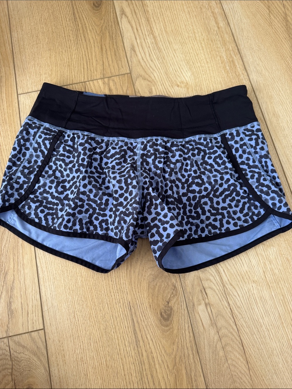lululemon athletica Light Blue and Black Leopard Print Athletic Shorts